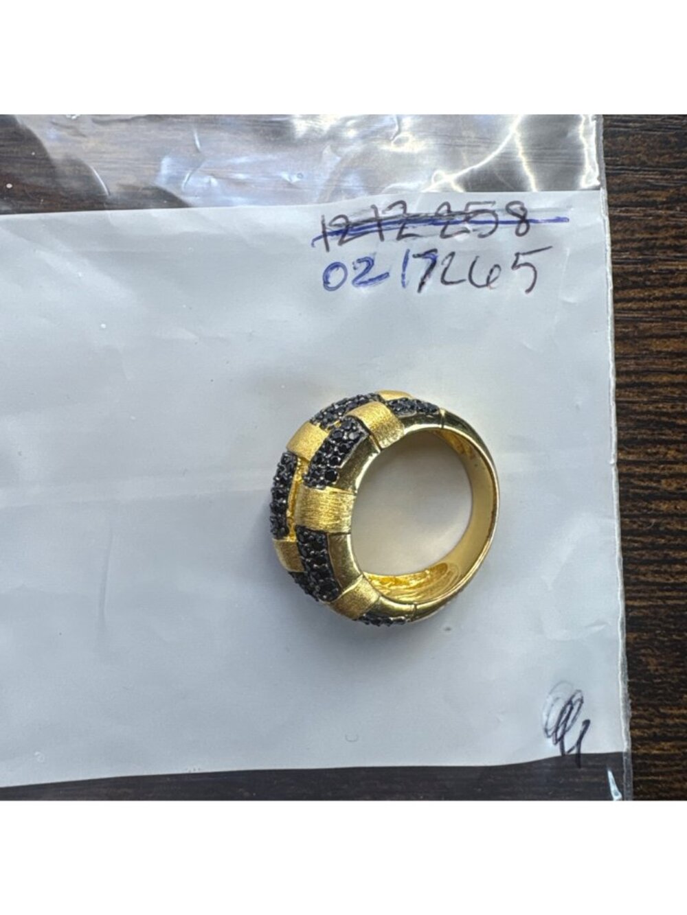 Milor Italy Black Stone Weave Ring Gold Over Sterling Silver 925 Size 6.75 - Picture 9 of 9